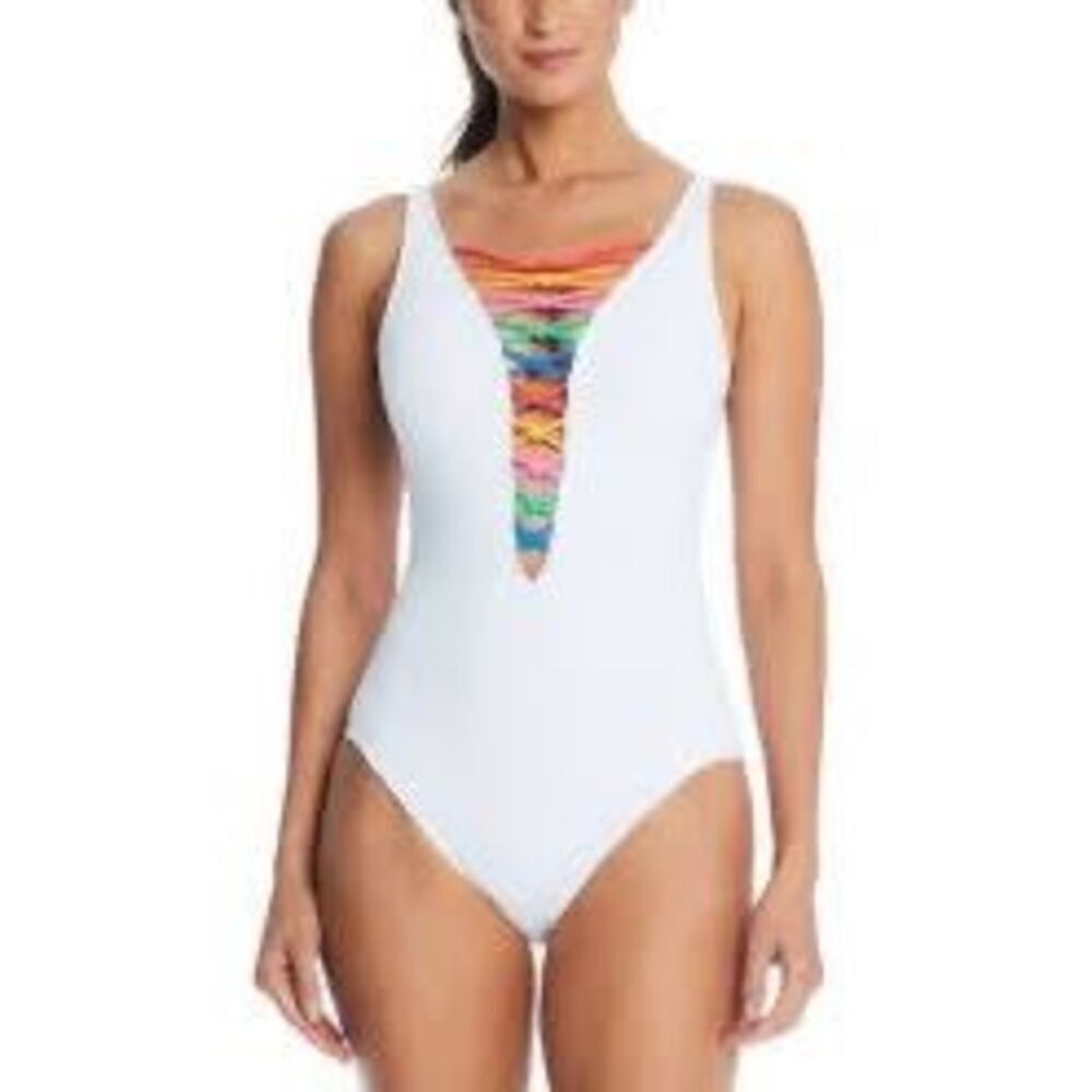 NWT Bleu Rod Beattie "Let's Get Knotty" Laced One-piece Swimsuit.  Size: 12